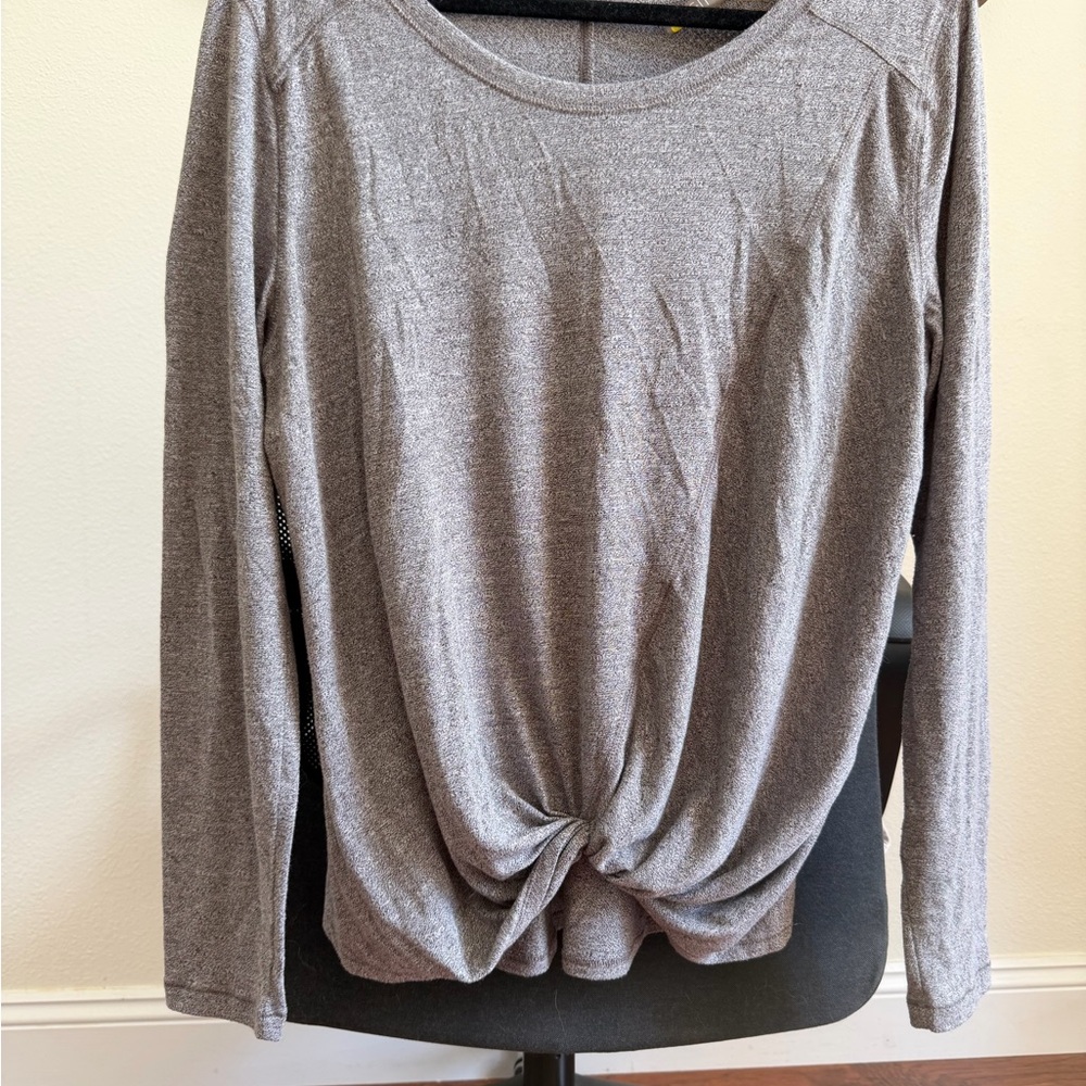Zella Gray Long Sleeve Twist Front Top Sz L Athleisure